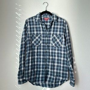 Blue/White Flannel Button up